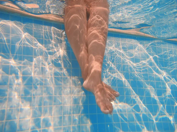 Las piernas de la mujer en la piscina — Foto de Stock