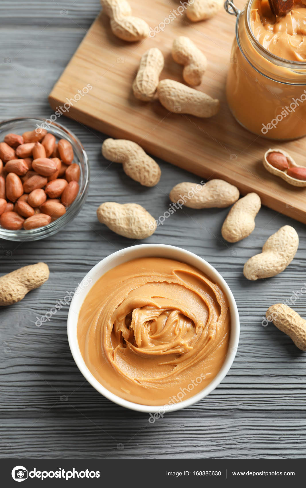 Composition with creamy peanut butter Stock Photo by ©belchonock 168886630