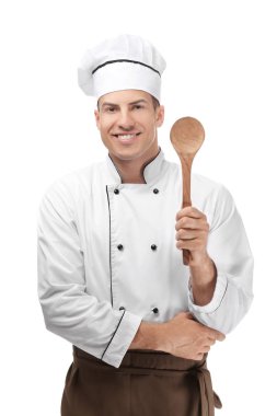 beyaz zemin üzerinde erkek aşçı