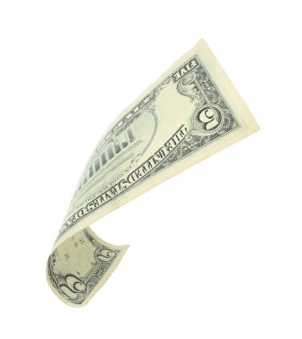 5 dolarlık banknot beyaz arka plan üzerinde