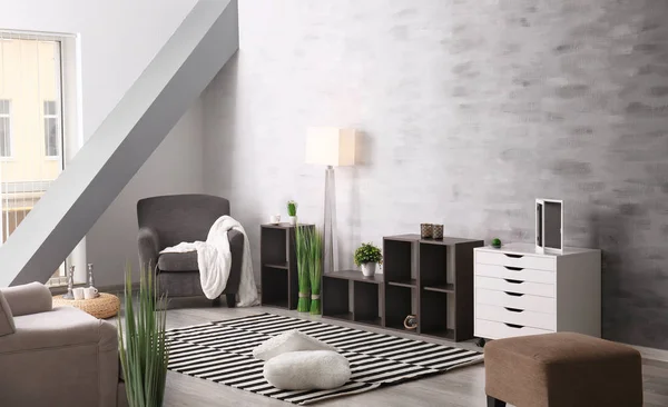 Moderne woonkamer interieur met plaats voor Tv-toestel — Stockfoto