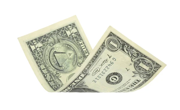 1 dólar fatura no fundo branco — Fotografia de Stock