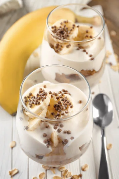 Yummy banana pudding — Stock Photo, Image