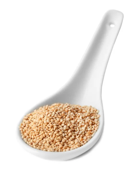 Seramik kaşık ham quinoa — Stok fotoğraf