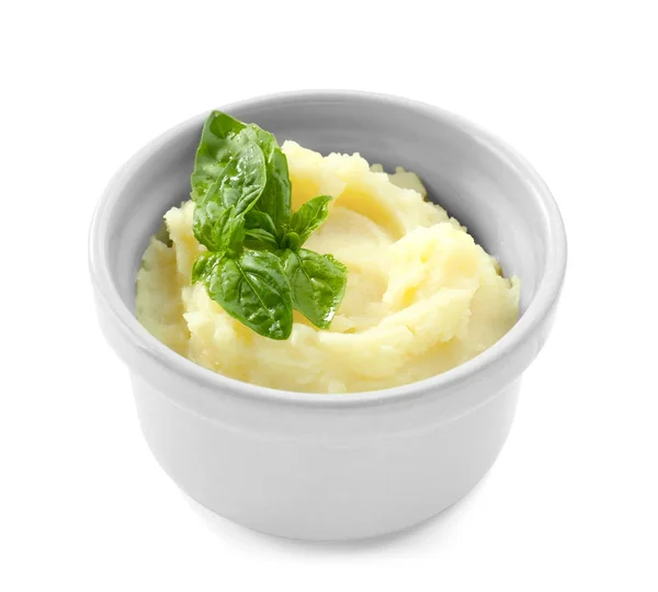 Картопляне пюре в мисці, ізольоване на білому — стокове фото