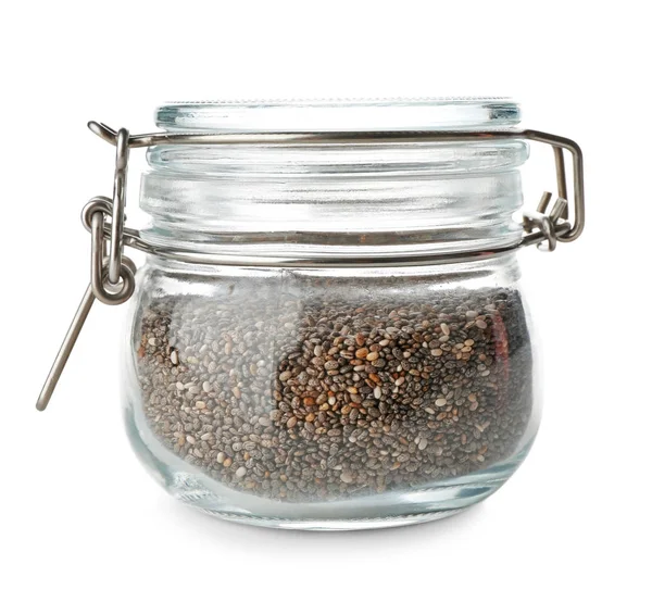 Jar with chia seeds — Stock Photo, Image