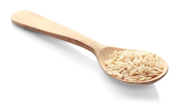 木勺和糙米饭 — 图库照片