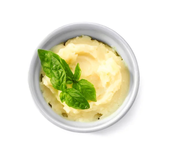 Mashed potatoes in bowl, isolated on white — Stock Photo, Image