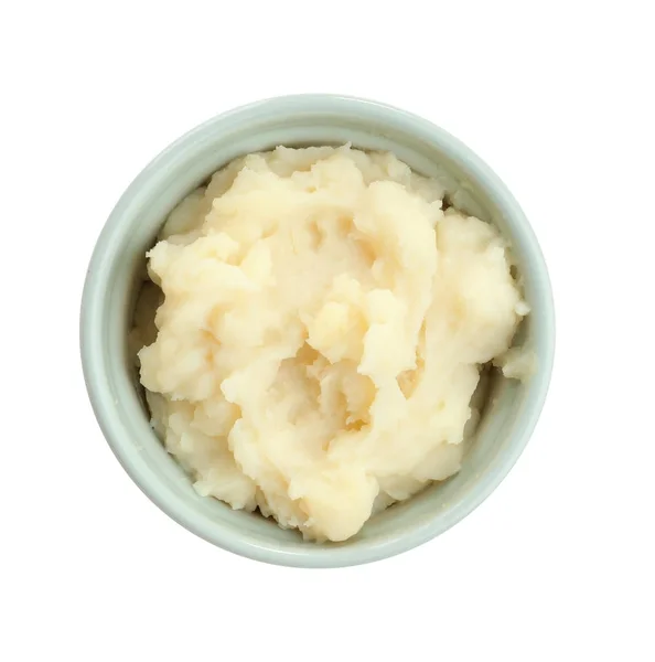 Purê de batatas em tigela, isolado em branco — Fotografia de Stock