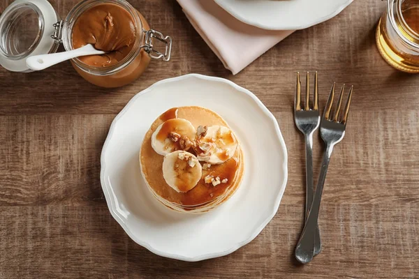 Deliciosos panqueques de plátano — Foto de Stock