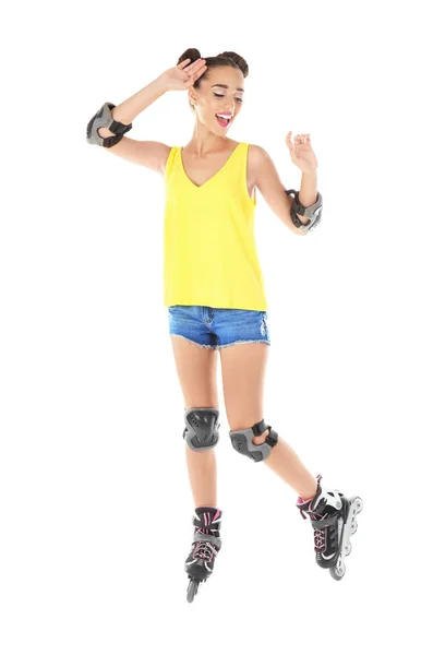 Young woman on roller skates — Stock Photo, Image