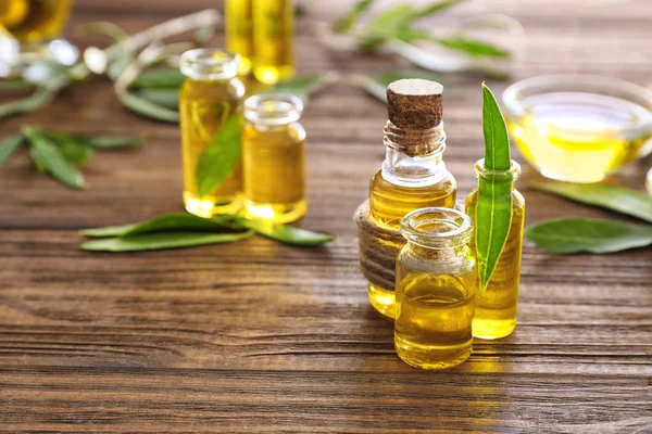 Bottles with olive oil — Stock Photo, Image