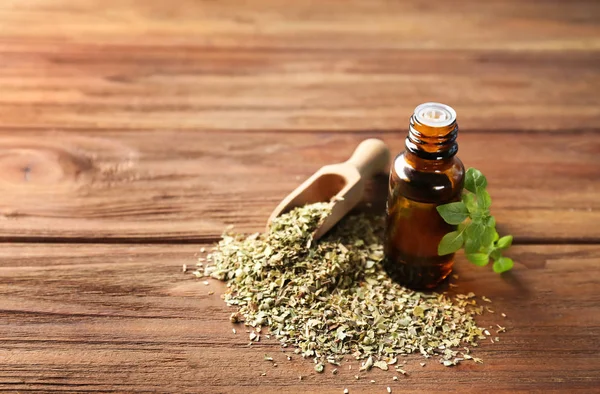 Glass bottle with oregano oil