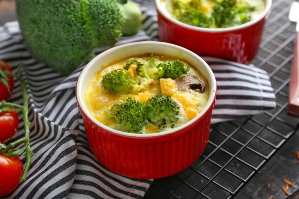 Ramekin with broccoli casserole — Stock Photo, Image