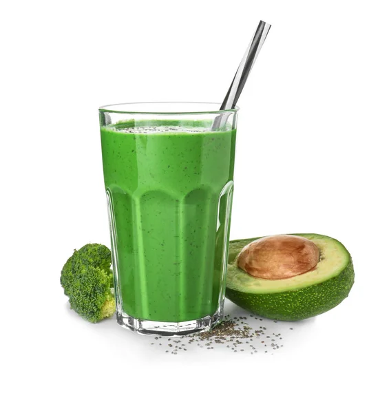 Frullato verde con semi di chia — Foto Stock