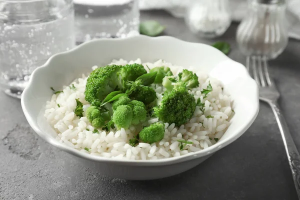 Bowl with rice and broccoli