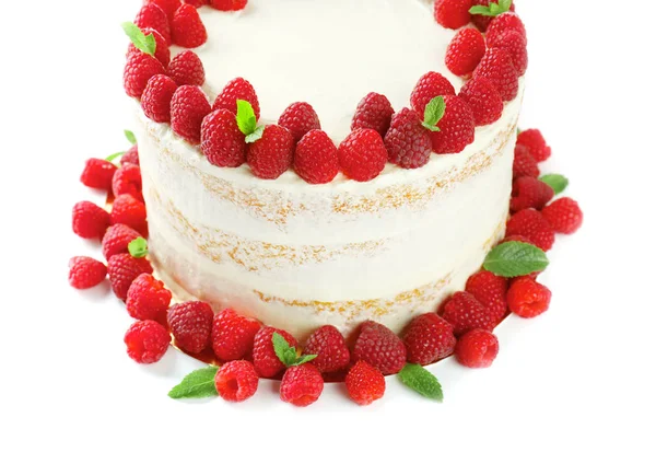 Delicious cake with raspberries — Stock Photo, Image