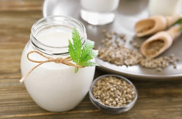 Jar with hemp milk