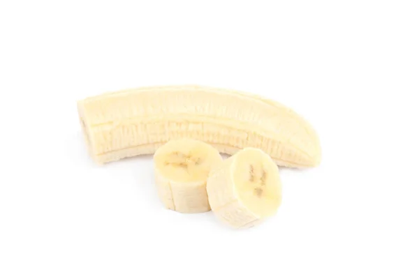 Szeletelt banán elszigetelt fehér — Stock Fotó