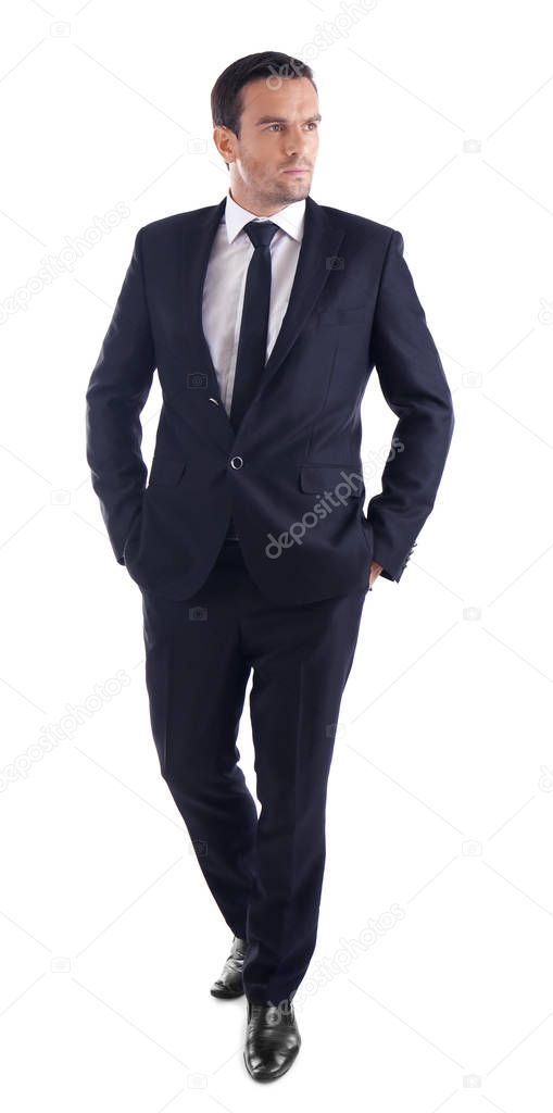 Handsome man in elegant black suit  