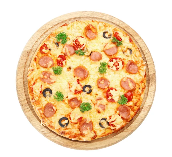 Pizza saborosa com salsicha — Fotografia de Stock