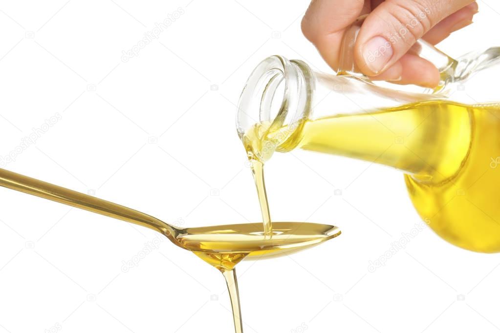 Pouring cooking oil 
