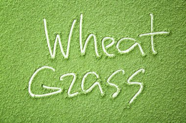 Kelime buğday çim yeşil toz yapılmış