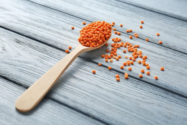 Spoon with healthy lentils — Stock Photo, Image