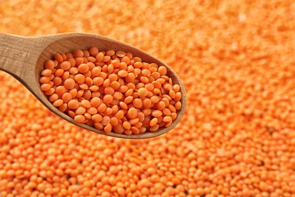 Spoon with healthy lentils — Stock Photo, Image