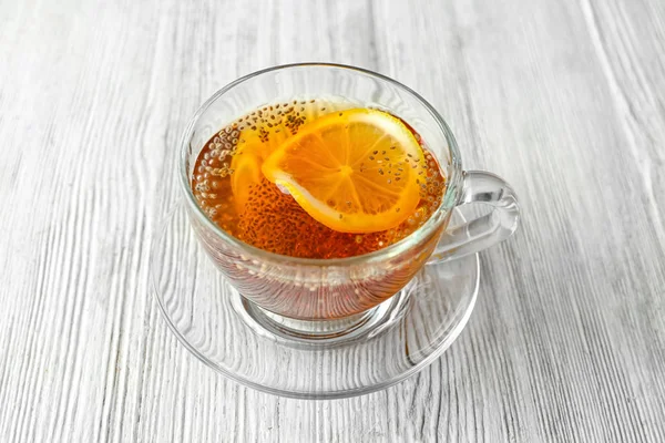 Tea with chia seeds — Stock Photo, Image