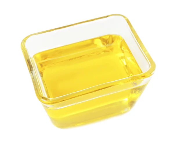 Ciotola di vetro con olio da cucina — Foto Stock
