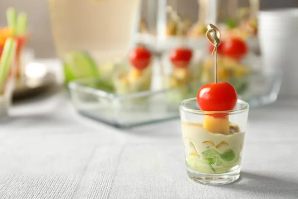 Delicious appetizer for baby shower on table — Stock Photo, Image