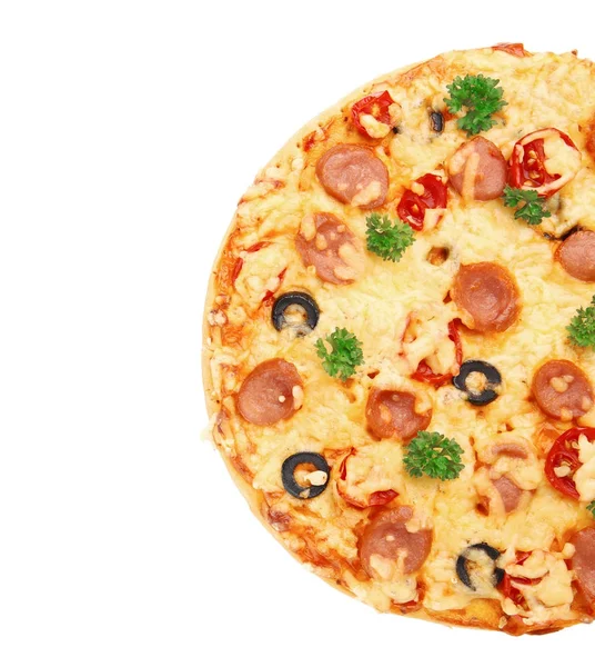 Lekkere pizza met worst — Stockfoto