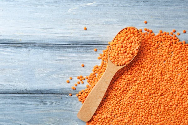 Spoon with healthy lentils — Stock Photo, Image