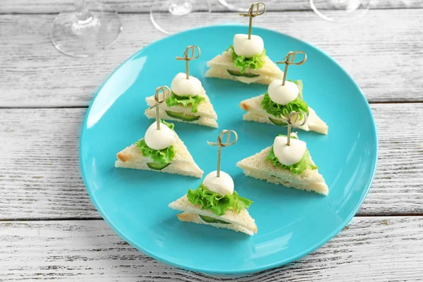 Mini sandwiches for baby shower — Stock Photo, Image