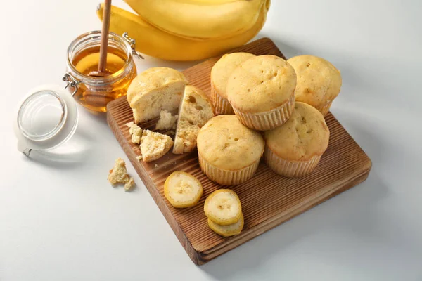 Composição com muffins de banana — Fotografia de Stock