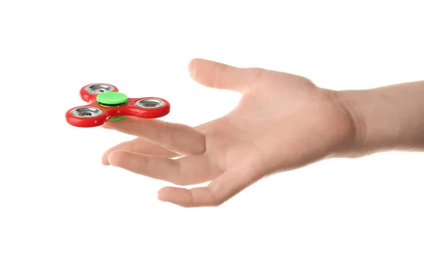 Man rullande moderna spinner, isolerad på vit — Stockfoto