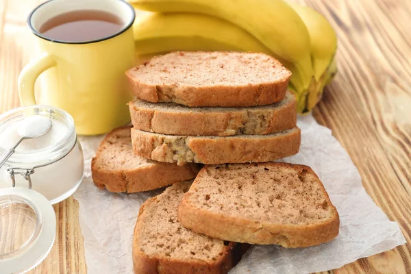 Szeletelt banán kenyér — Stock Fotó