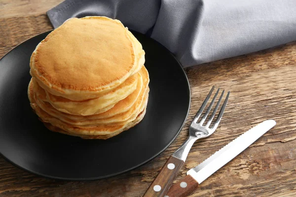 Plate with tasty pancakes — Stock Photo, Image