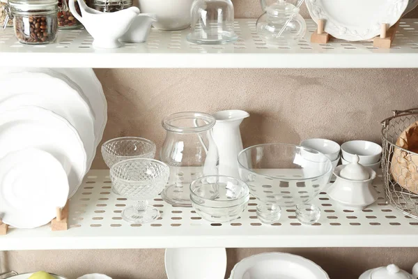 Storage stand with tableware — Stock Photo, Image