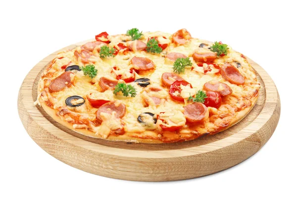 Νόστιμη πίτσα με λουκάνικο — Φωτογραφία Αρχείου