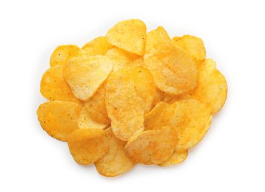 beyaz üzerine patates cipsi 
