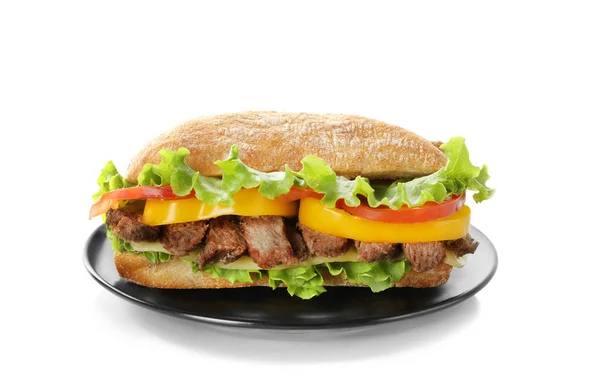 Steak sandwich on white background — Stock Photo, Image