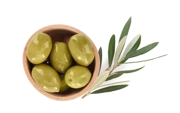 Bol aux olives sur fond blanc — Photo