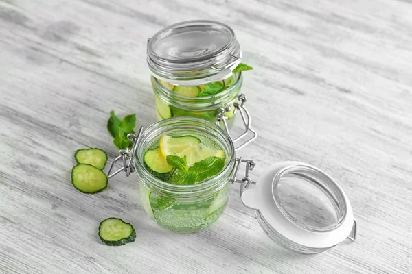 Fresh cucumber water with lemon