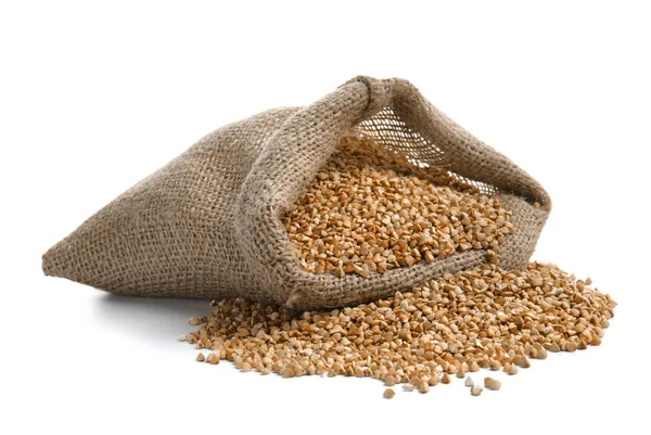 Sackcloth bag with buckwheat — Stock Photo, Image