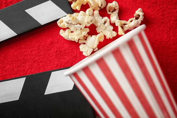 Movie clapper on red — Stock Photo, Image