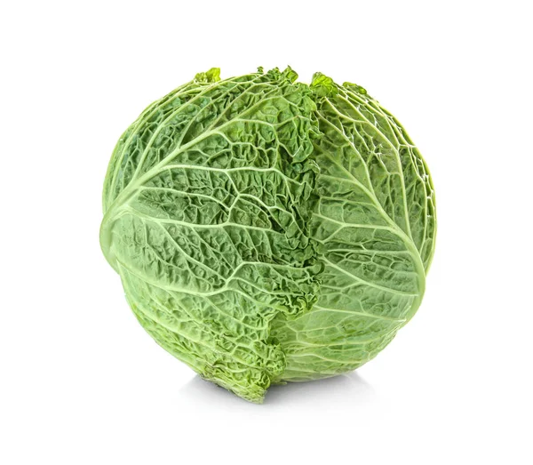 Green cabbage on white background — Stock Photo, Image