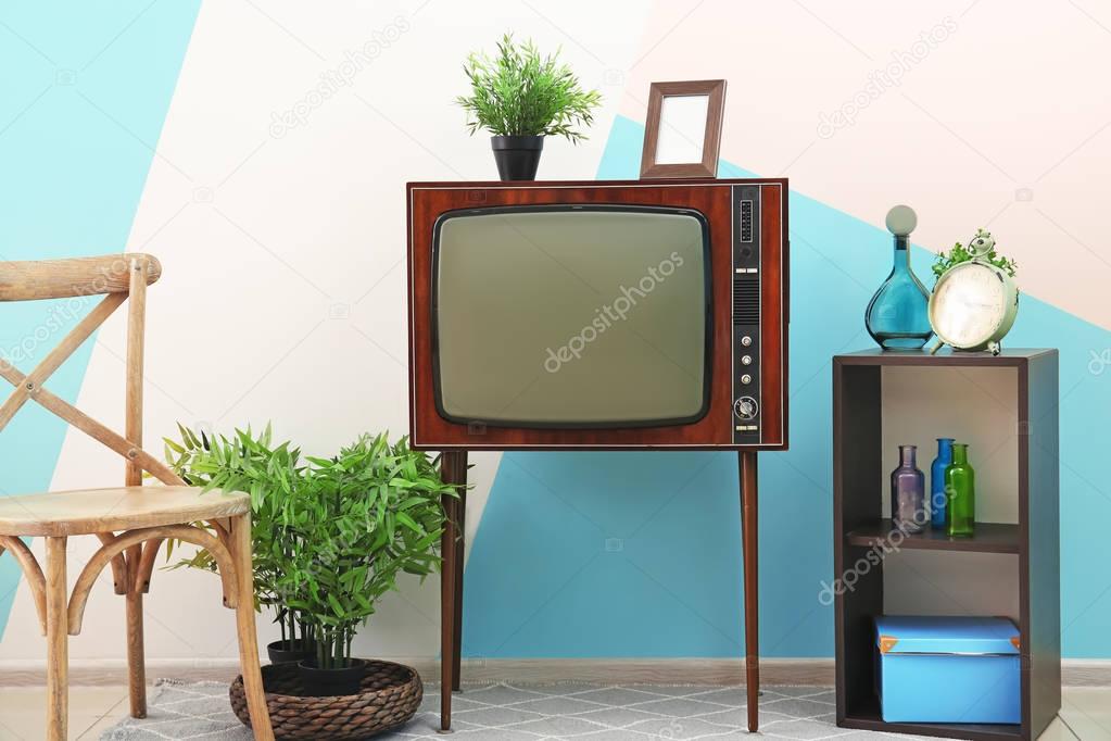 room interior with old TV