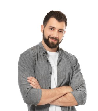 Yakışıklı adam arka plan üzerinde